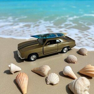 1969 Chevrolet Camaro Z28 Gold Die-Cast Model Car San Diego Surfboard Rare